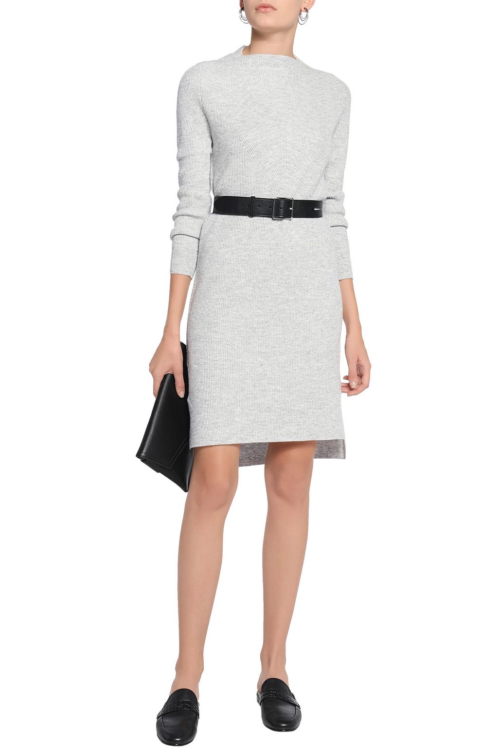 DUFFY Asymmetric marled wool and cashmere-blend dress