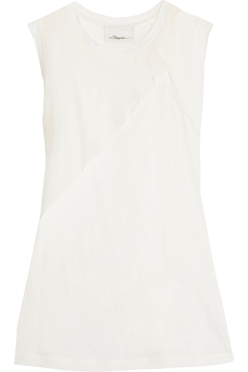 3.1 phillip lim - cutout layered ruffled cotton and silk blouse - white - xs