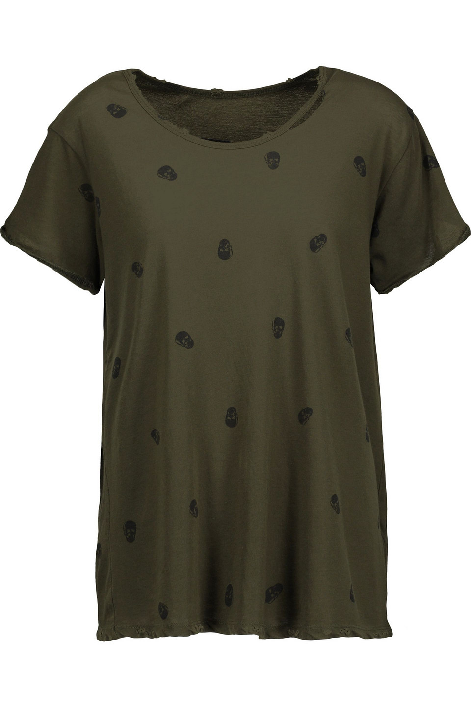 rta - jewel distressed printed cotton-jersey t-shirt - green - s