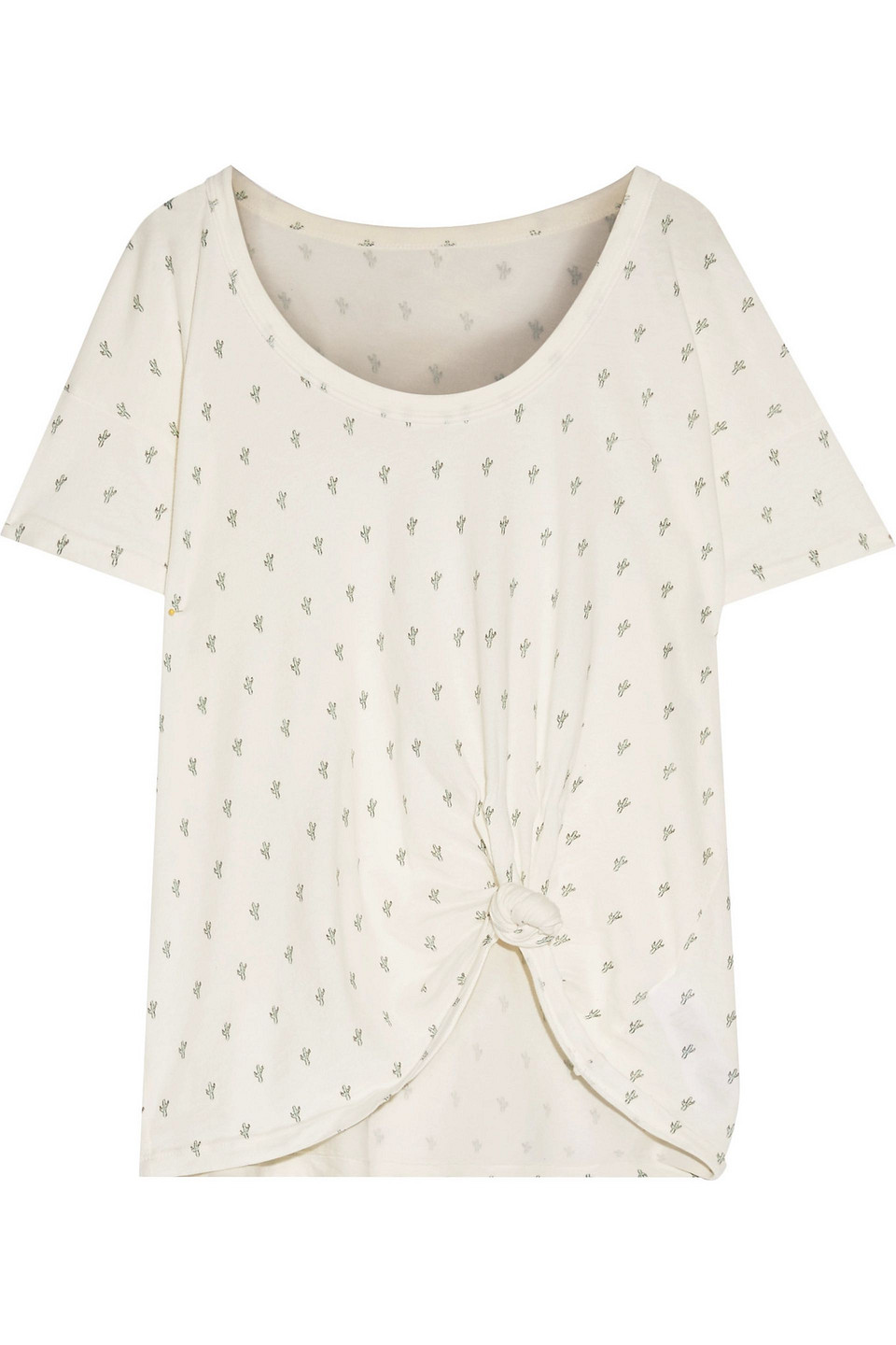 current/elliott - the slouchy knotted printed cotton-jersey t-shirt - white - 3
