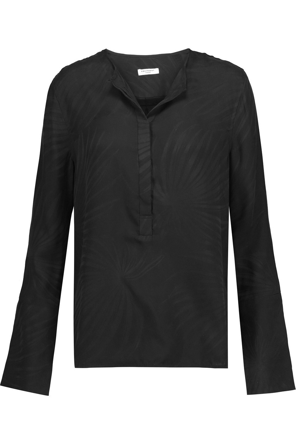 Equipment Kenley Washed Silk-jacquard Blouse In Black