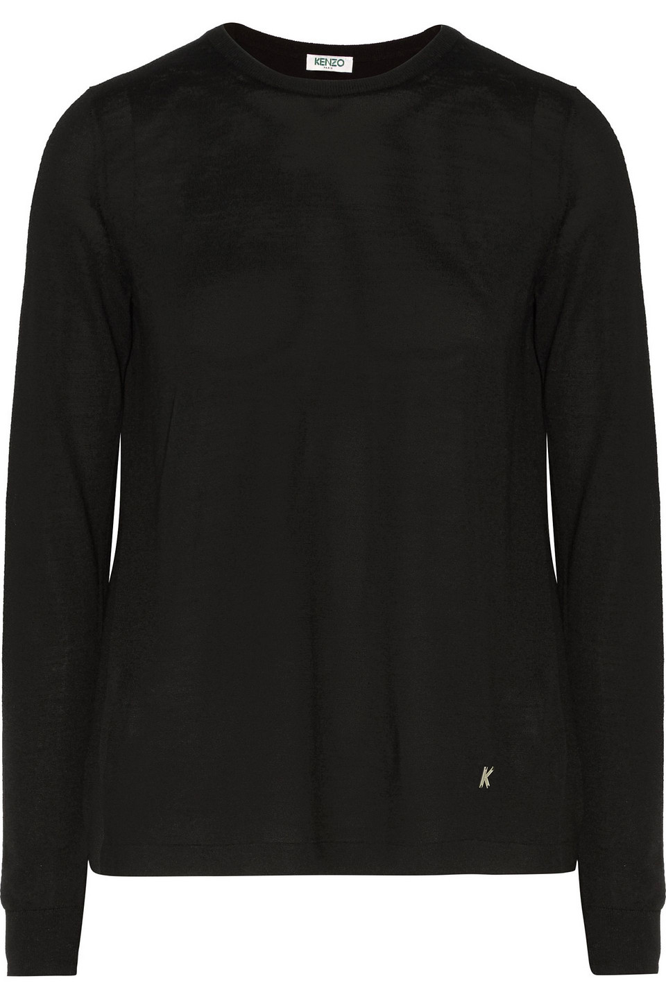 kenzo - layered wool sweater - black - s