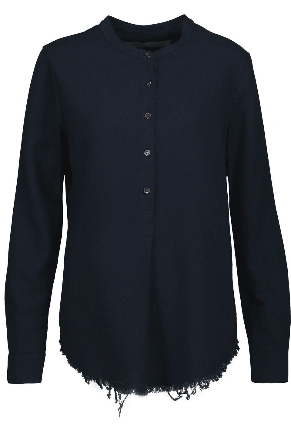 Raquel Allegra Frayed Cotton-twill Top In Blue