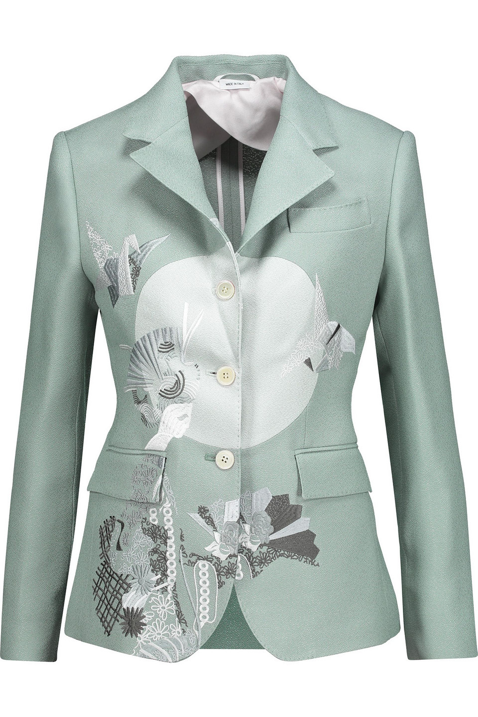 thom browne - embroidered silk-blend crepe blazer - gray - it 40