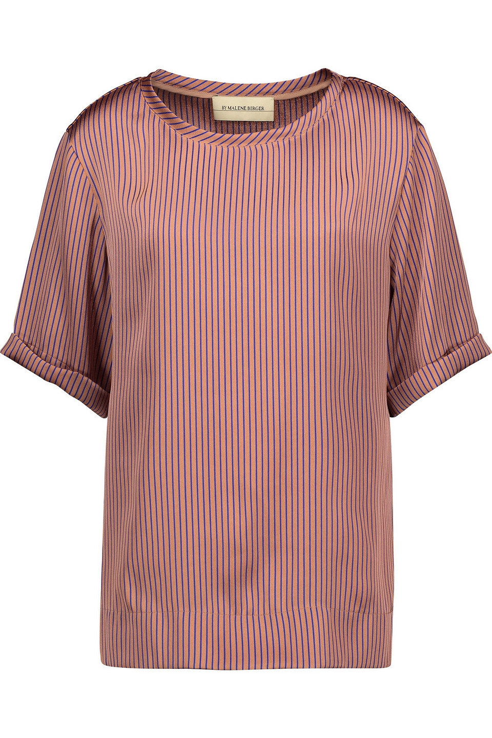 by malene birger - winana striped satin-twill top - metallic - de 42
