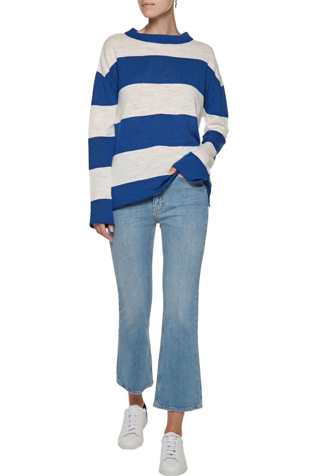 M.I.H JEANS Linus striped cotton and linen-blend sweater