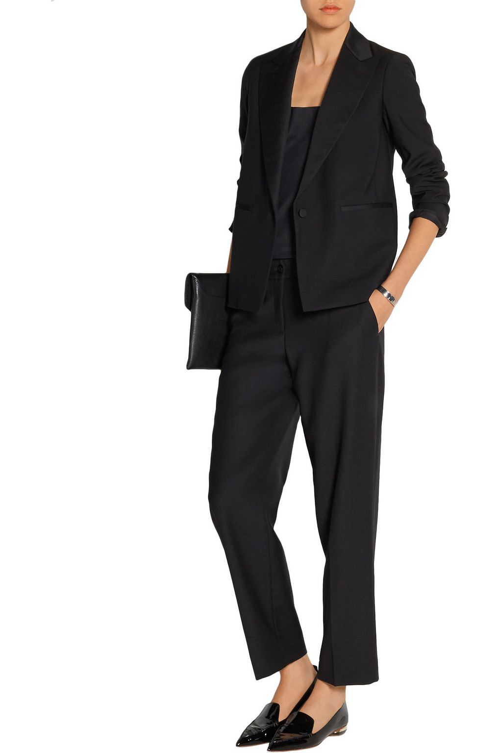THE ROW Tulsha satin-trimmed wool blazer