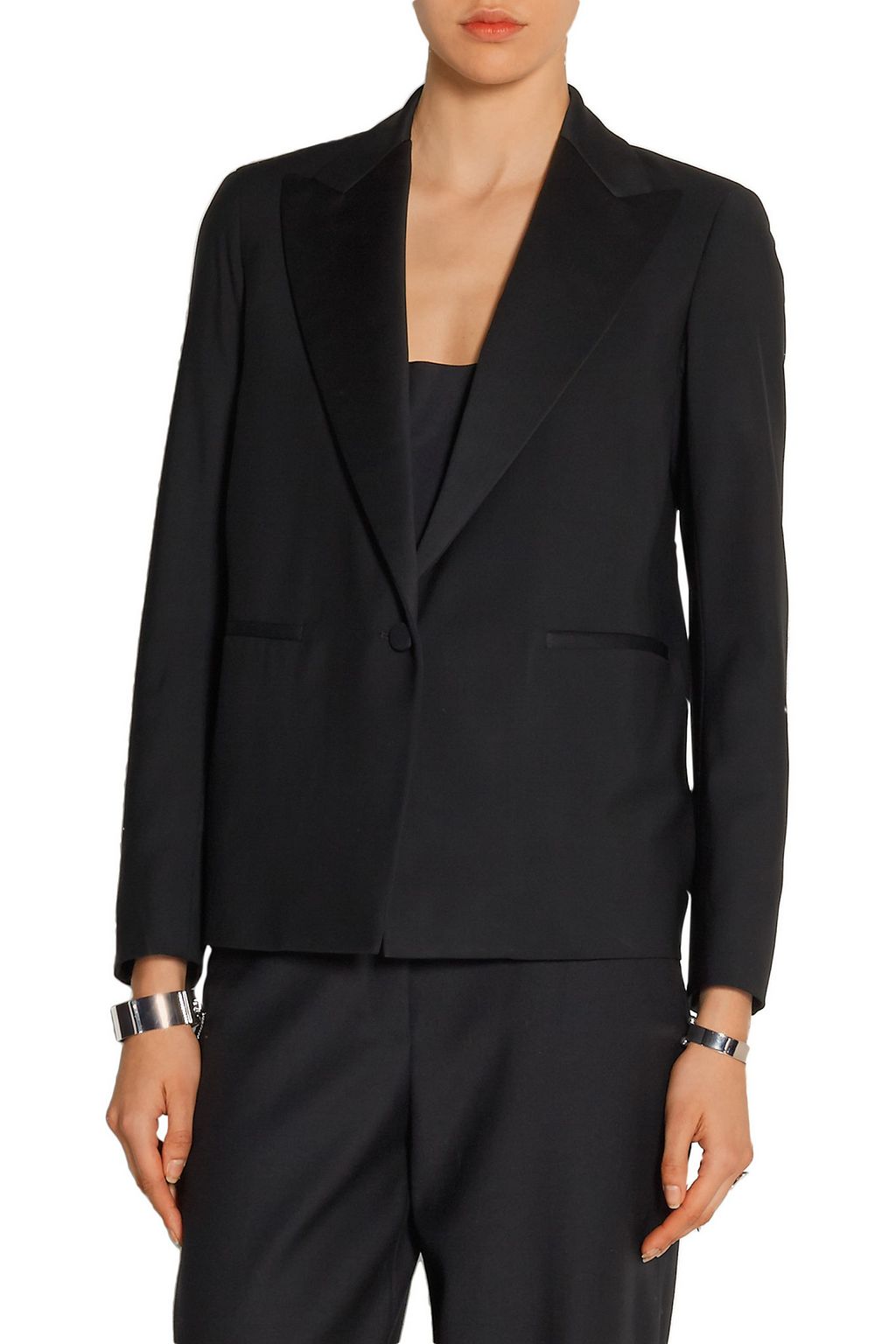 THE ROW Tulsha satin-trimmed wool blazer