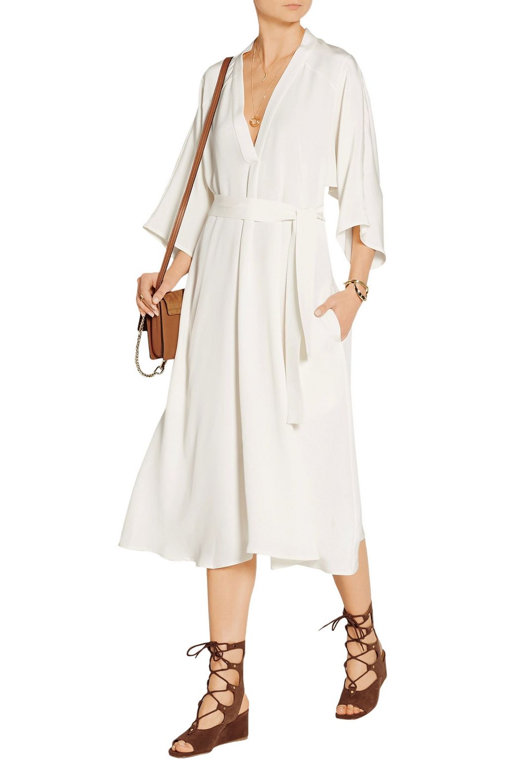 CHLOÉ Lace-up suede wedge sandals