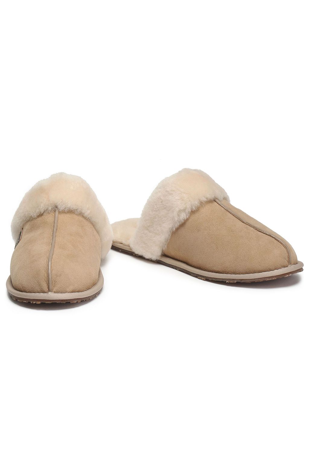 AUSTRALIA LUXE COLLECTIVE Leather-trimmed shearling slippers