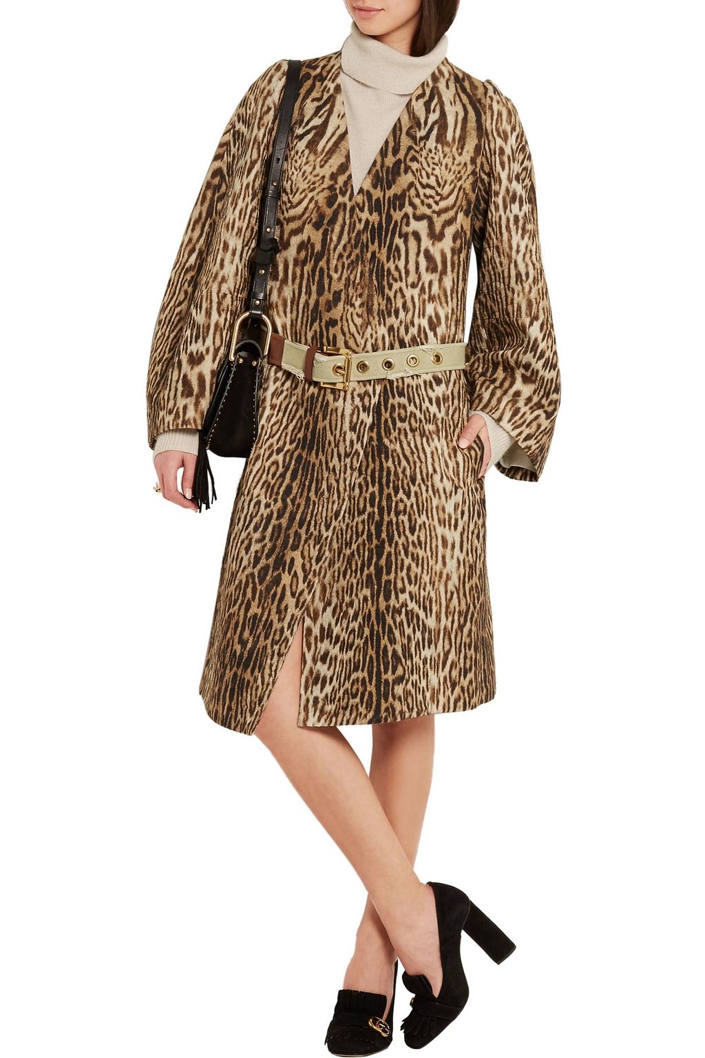 CHLOÉ Leopard-print cotton-blend jacquard coat