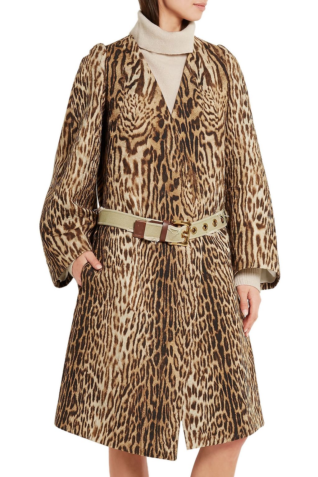 CHLOÉ Leopard-print cotton-blend jacquard coat
