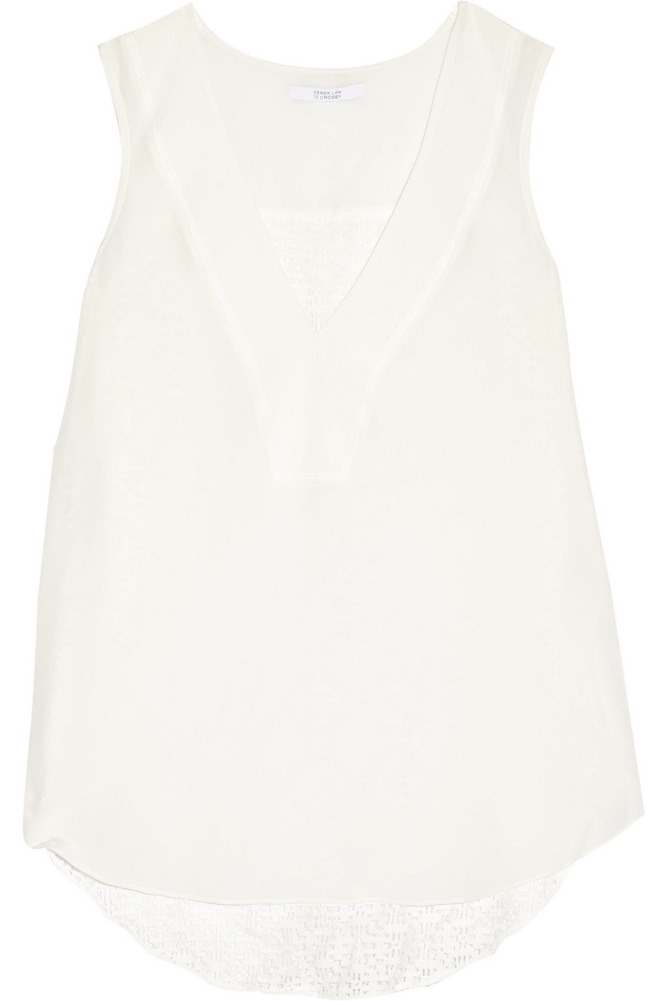 derek lam 10 crosby - silk georgette and lace top - white - us 2