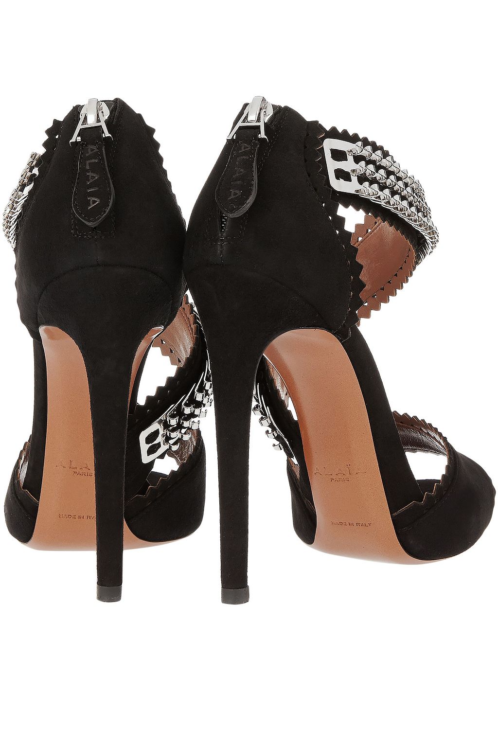 ALAÏA Embellished laser-cut suede sandals