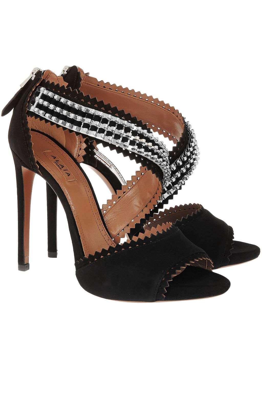 ALAÏA Embellished laser-cut suede sandals