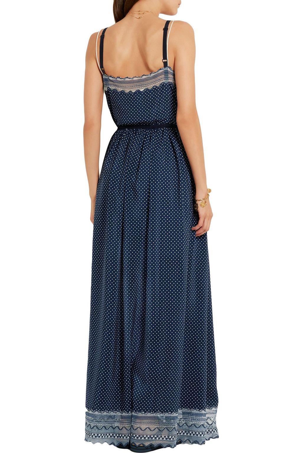 CHLOÉ Lace-trimmed printed cotton-blend crepe de chine maxi dress