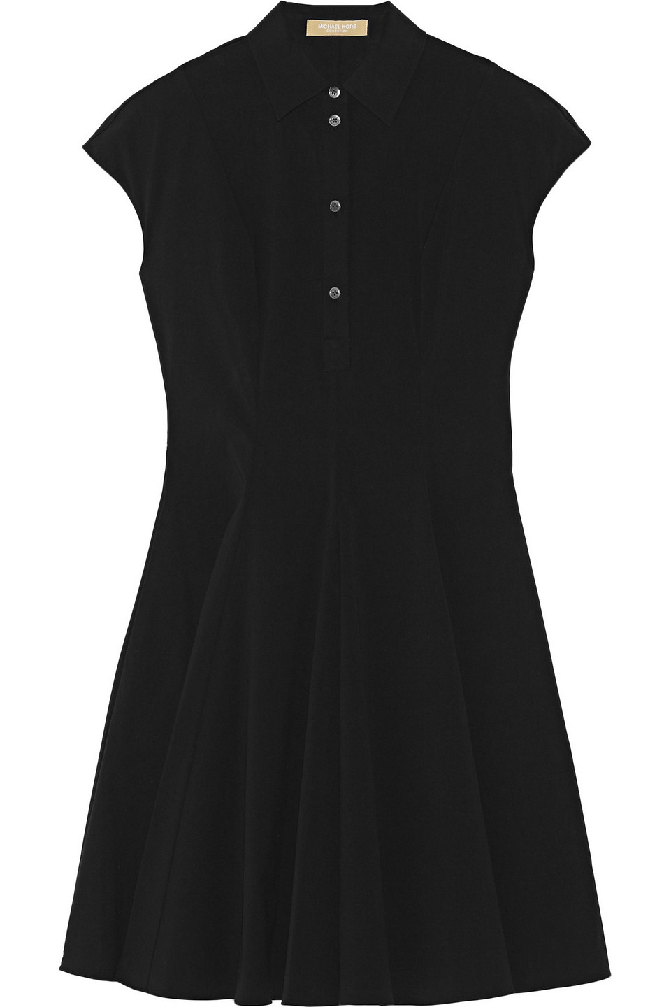michael kors collection - stretch-cotton poplin mini dress - black - us 4