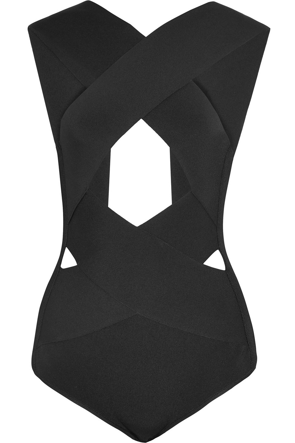 Balmain Cutout Bandage Bodysuit In Black