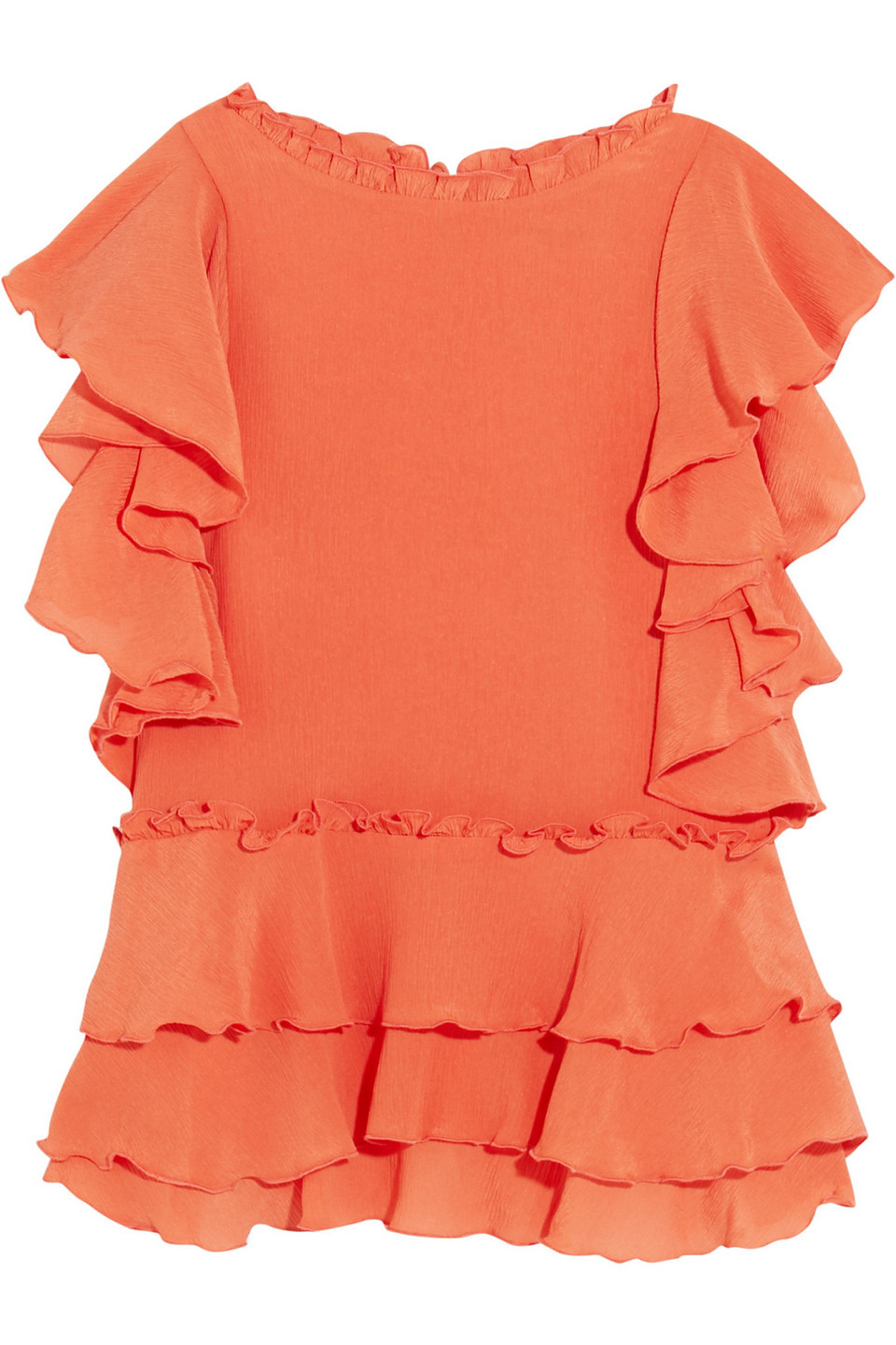 apiece apart - hacienda ruffled silk-crepon top - orange - us 6