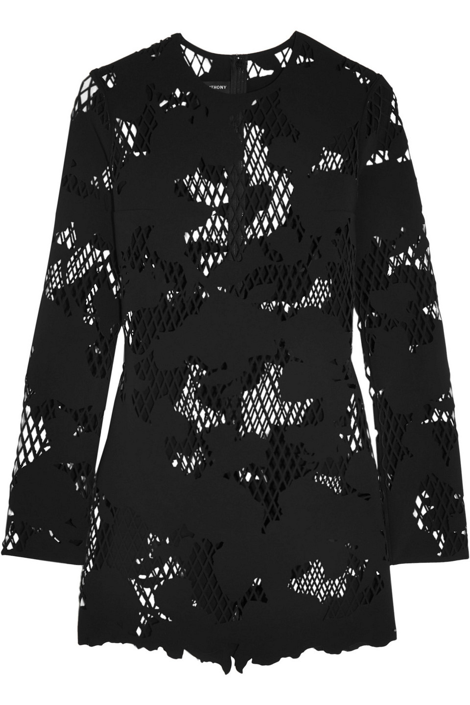 anthony vaccarello - laser-cut scuba mini dress - black - fr 36