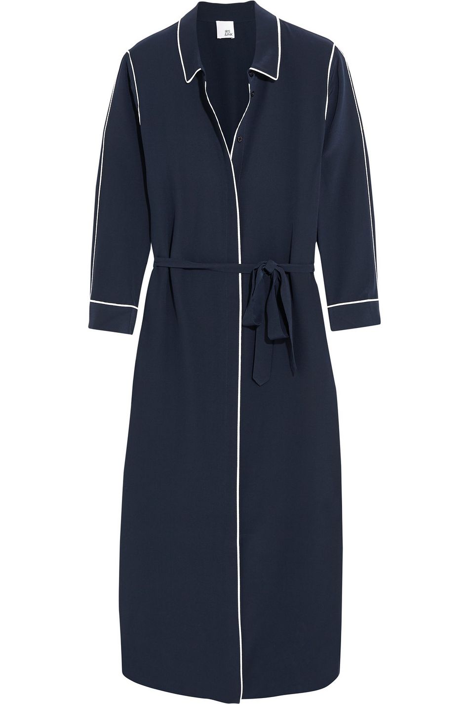 navy silk shirt dress