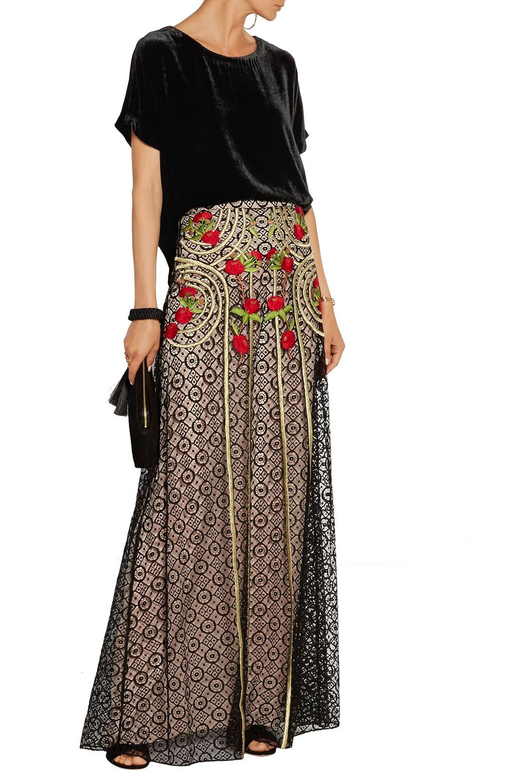 TEMPERLEY LONDON Antila embroidered cotton-blend lace maxi skirt