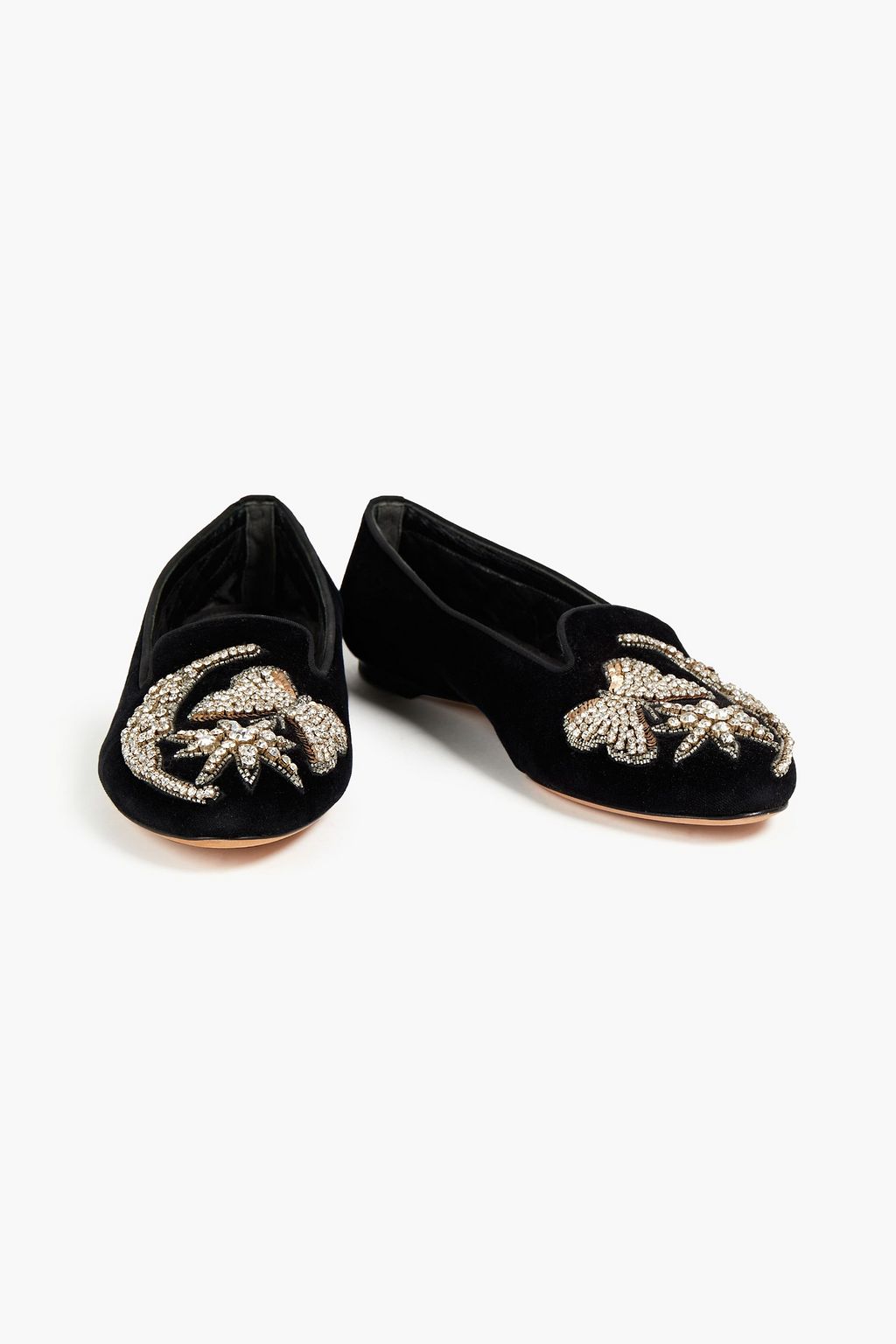MCQUEEN Embellished velvet slippers