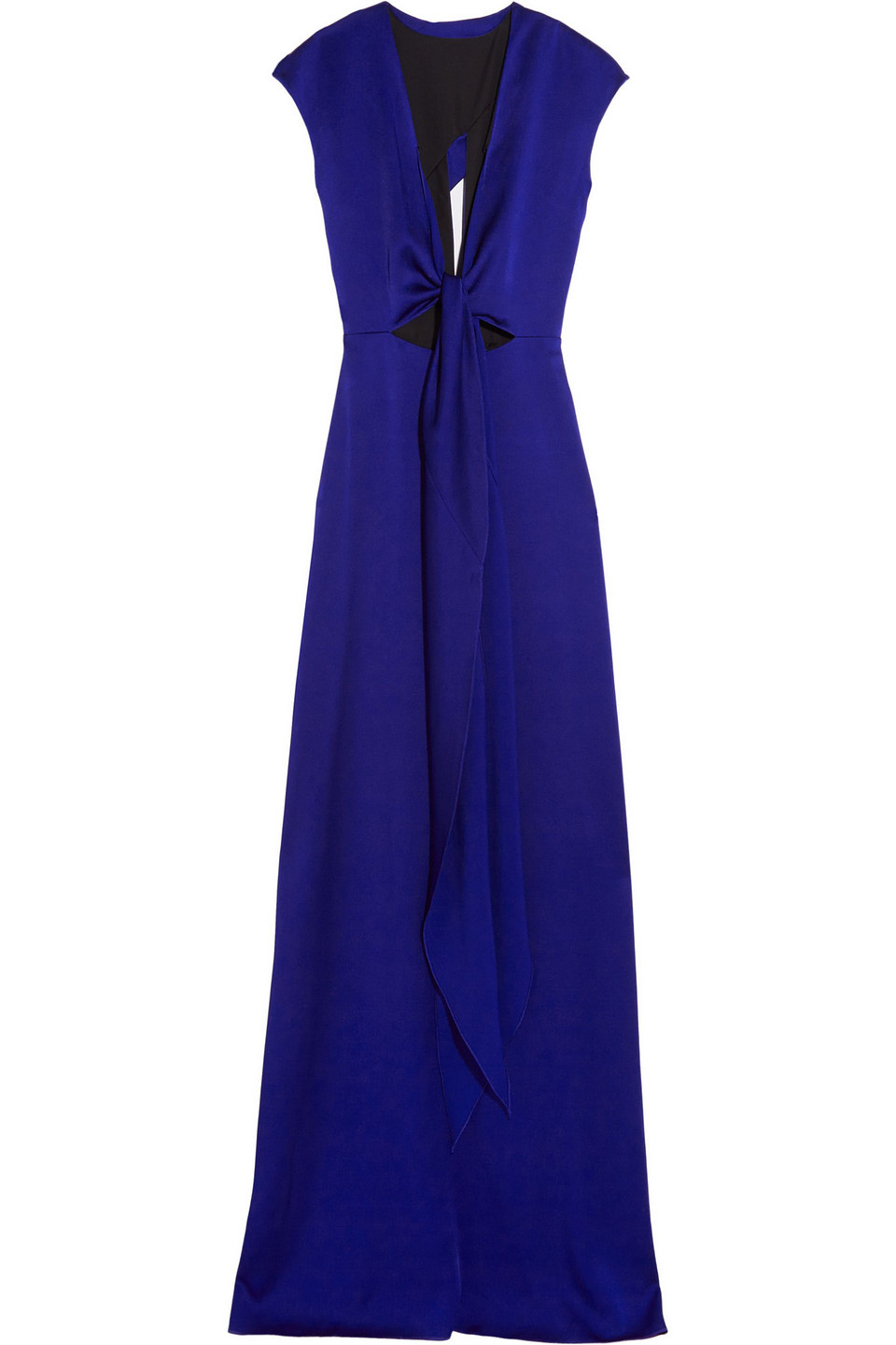 Victoria Beckham Cutout Brushed-satin Gown In Blue