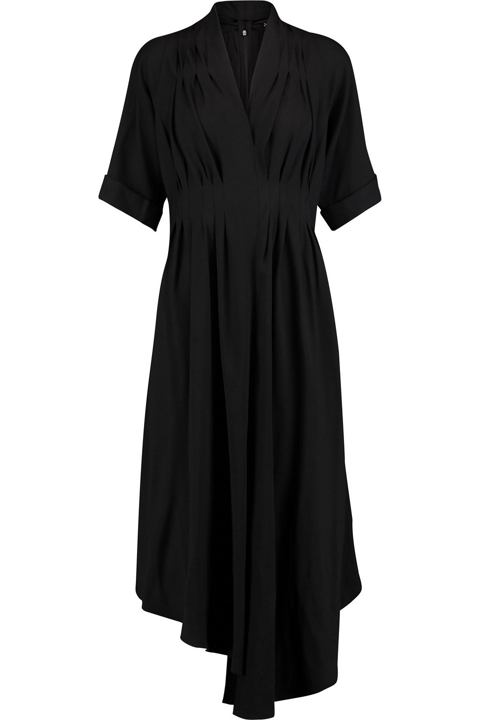 adam lippes - gathered crepe midi dress - black - us 2