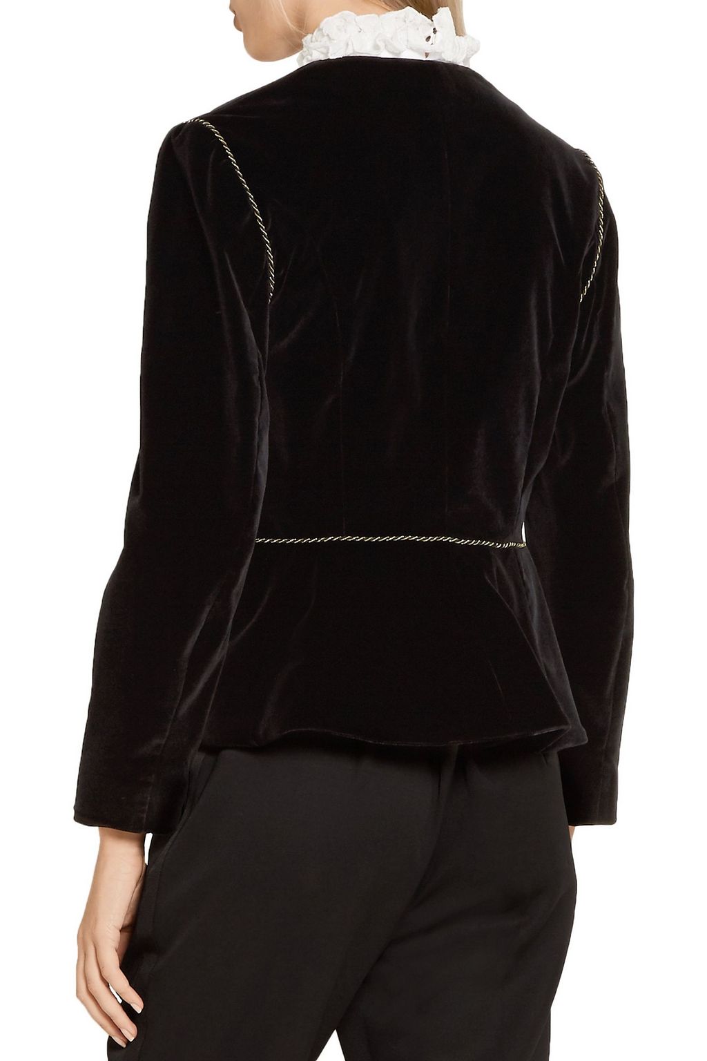 ISA ARFEN Embroidered stretch-velvet blazer