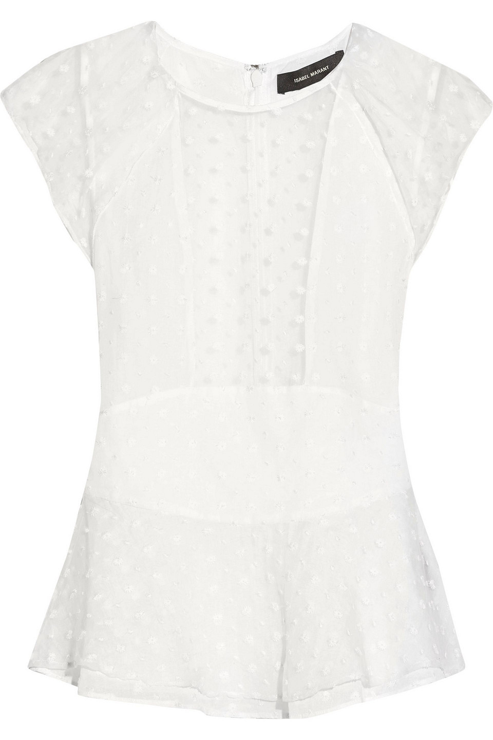 isabel marant - vermer embroidered silk-organza peplum top - white - fr 42