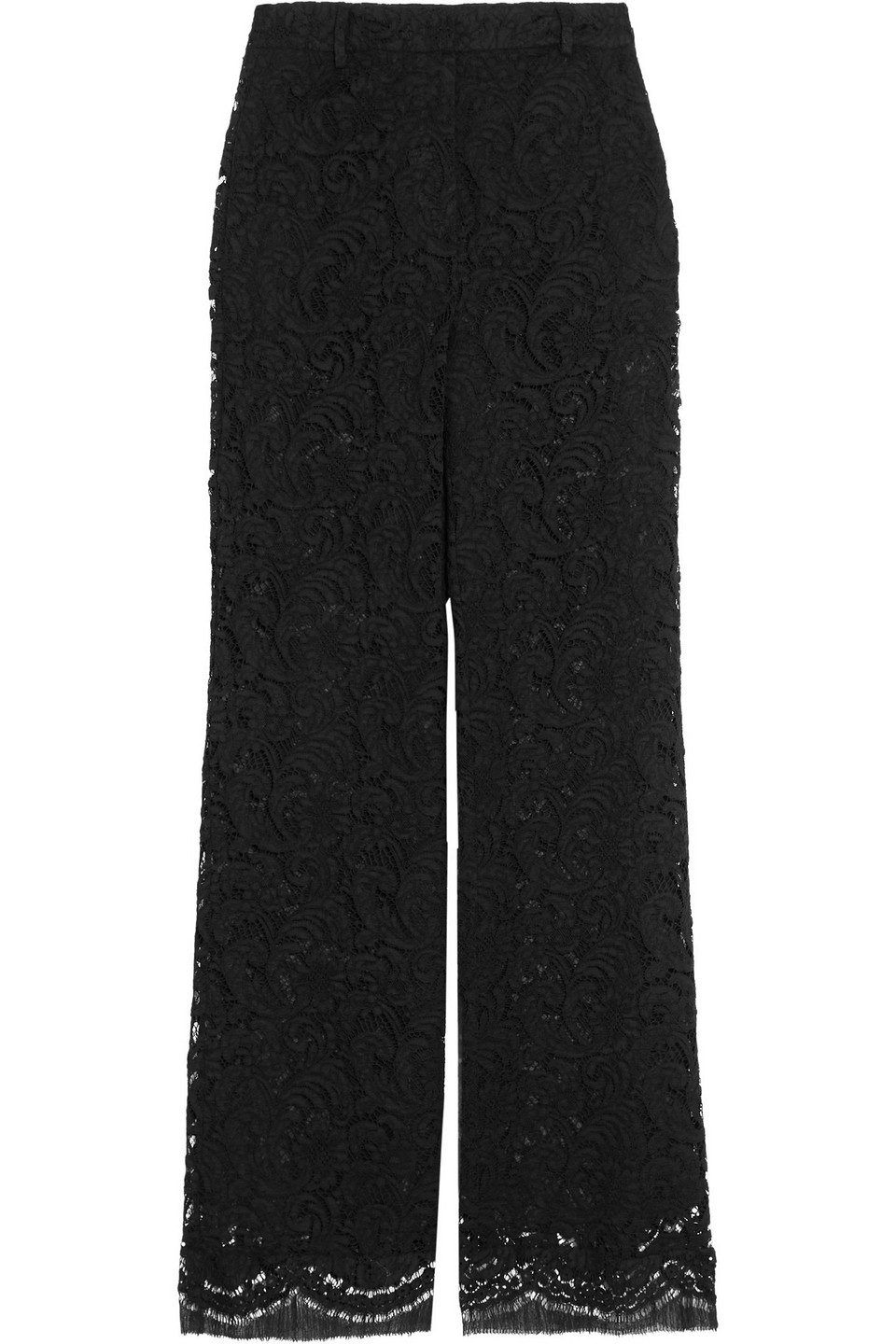 adam lippes - guipure lace wide-leg pants - black - us 4