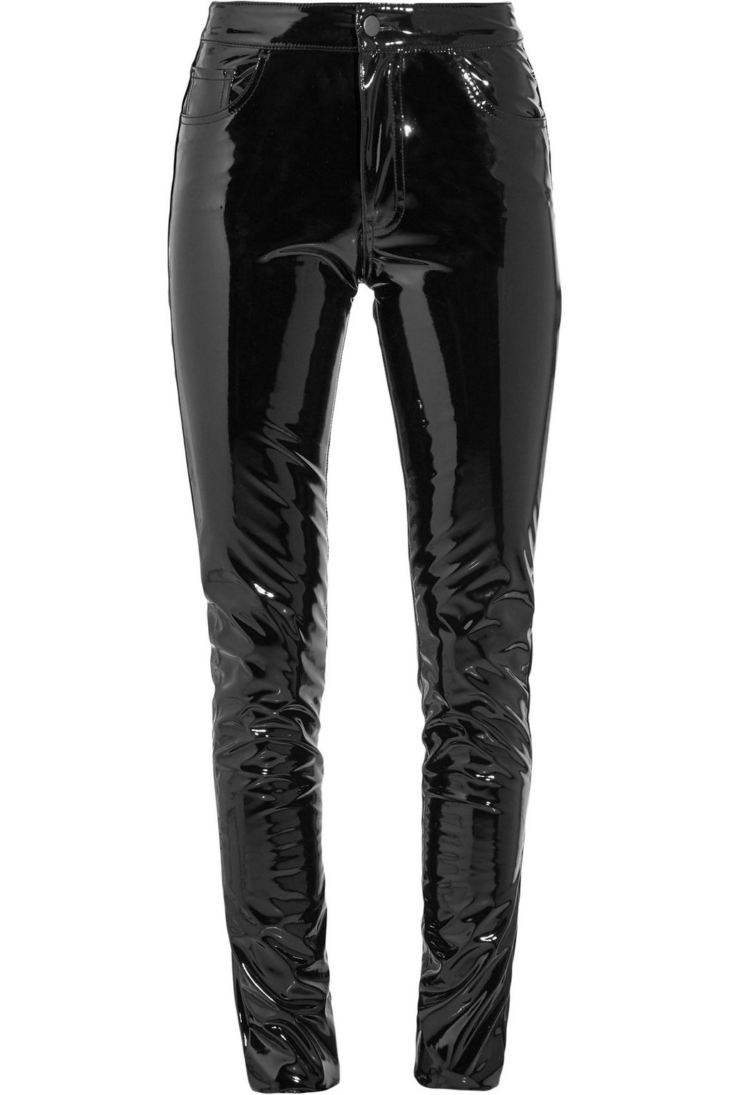 black vinyl skinny jeans