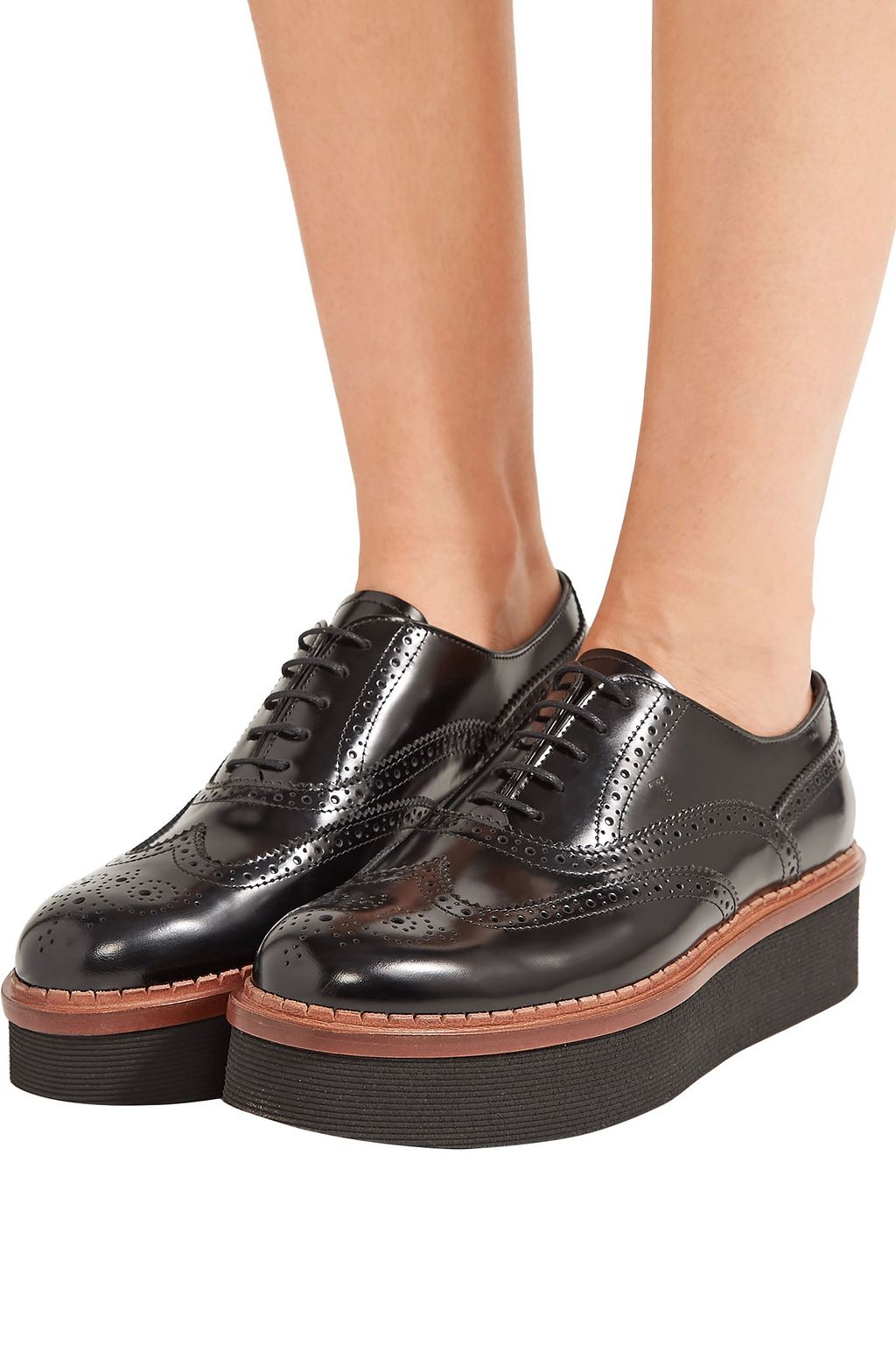 TOD'S Glossed-leather platform brogues