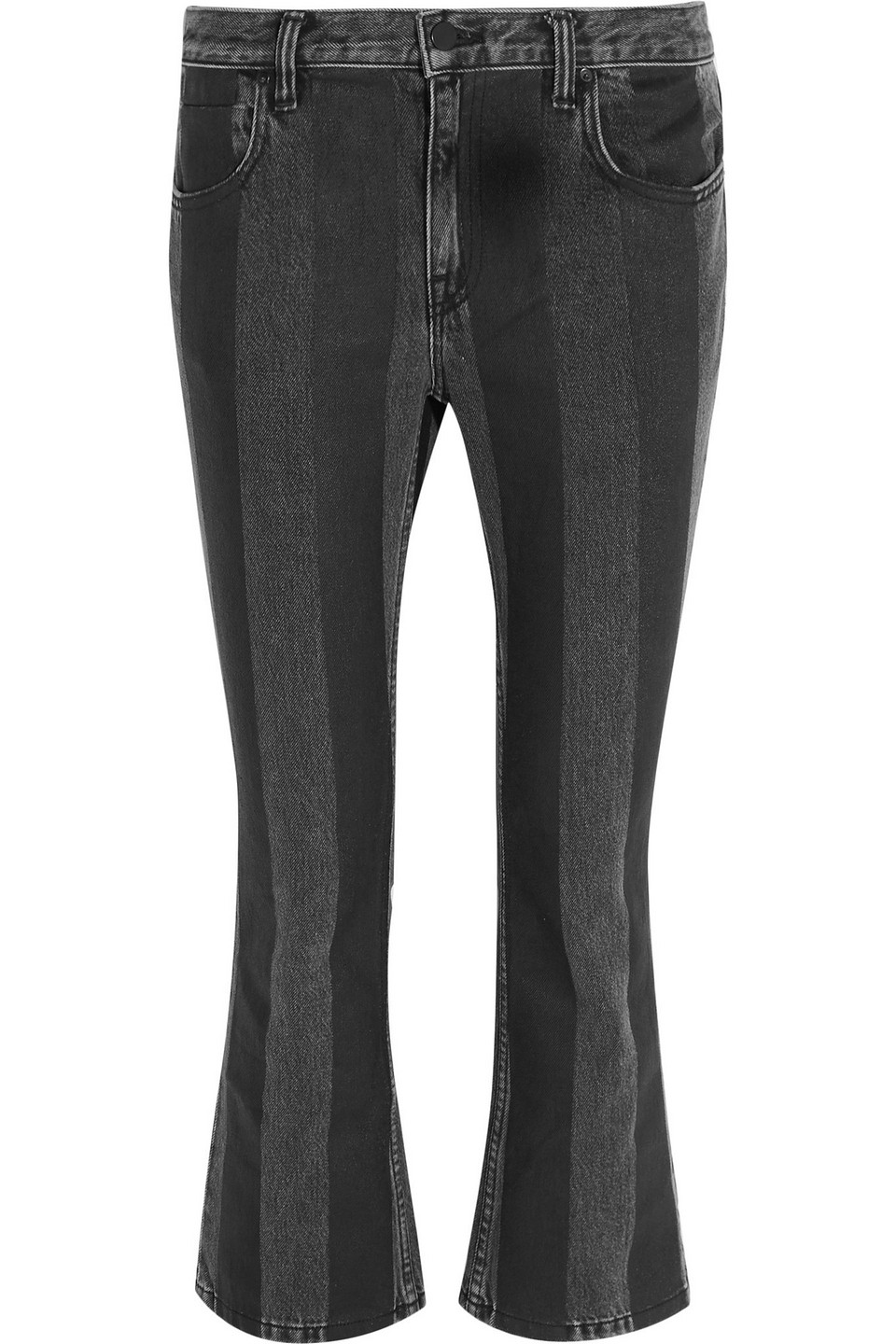 Mid-rise striped flared jeans