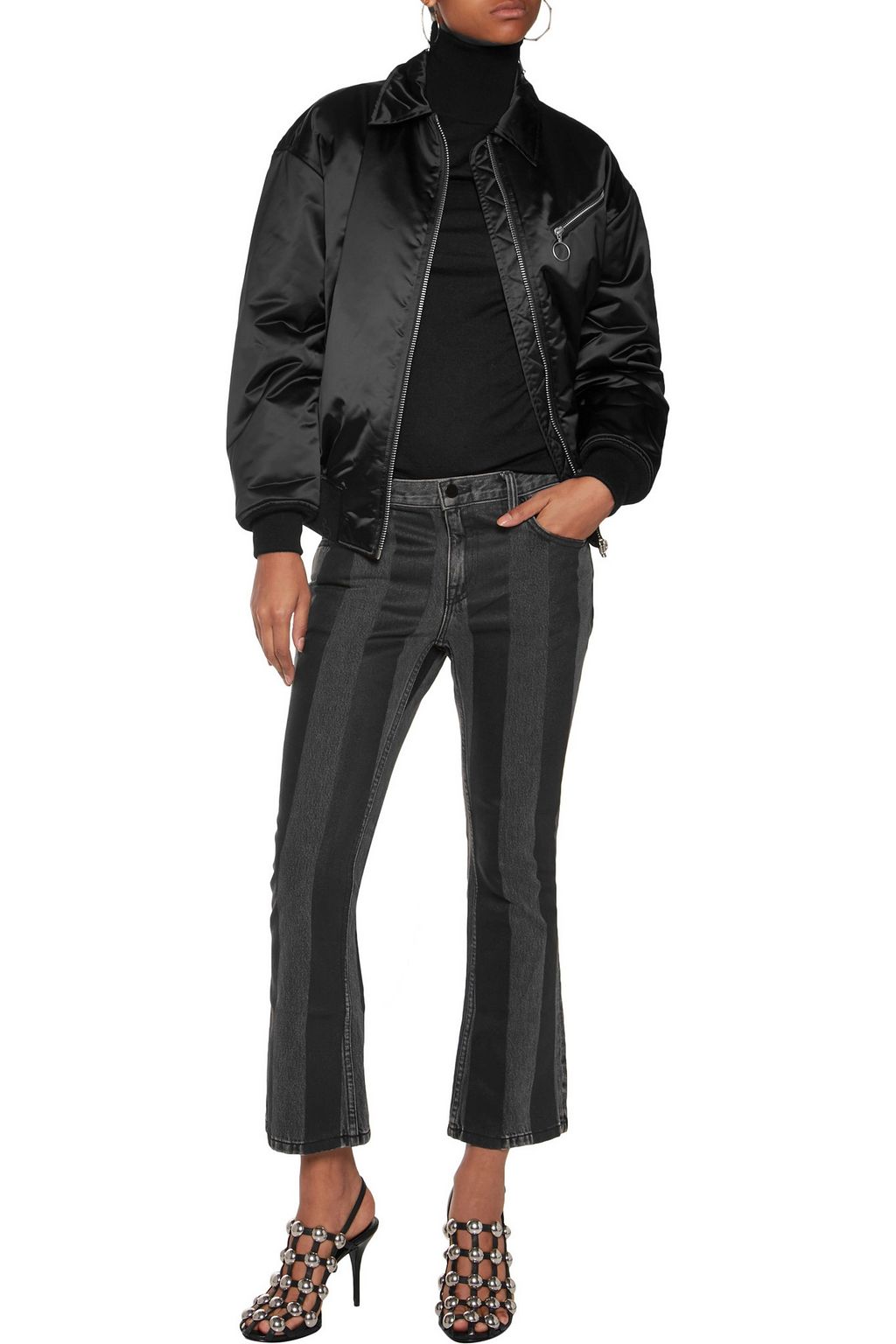 ALEXANDER WANG Mid-rise striped flared jeans