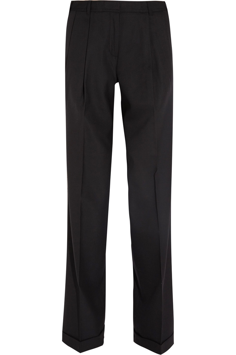 Tory Burch Dasha Wool-blend Straight-leg Pants In Black