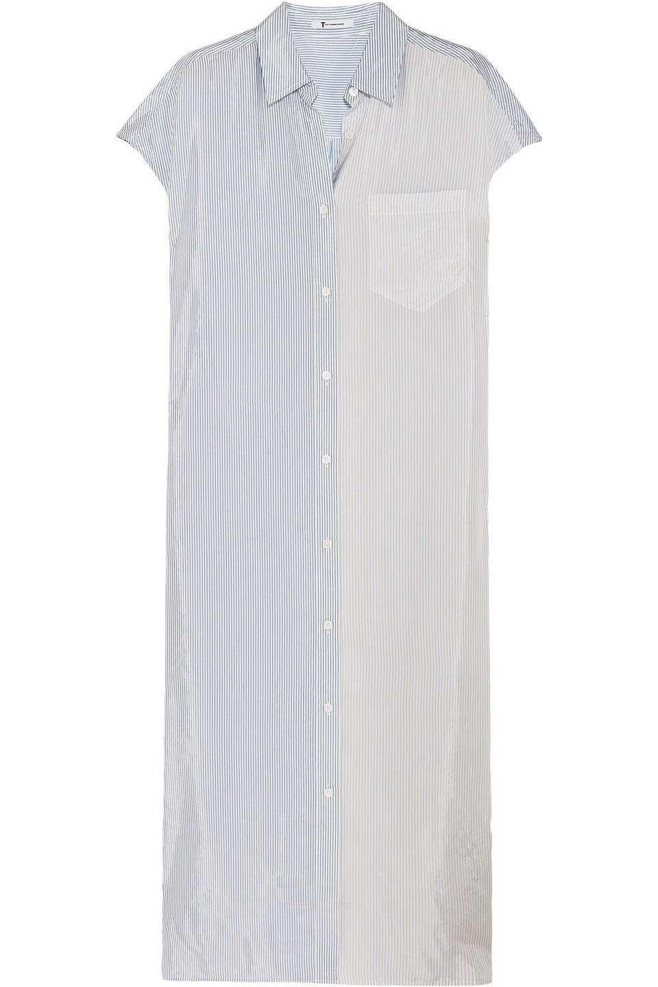 alexanderwang.t - striped satin shirt dress - blue - us 0