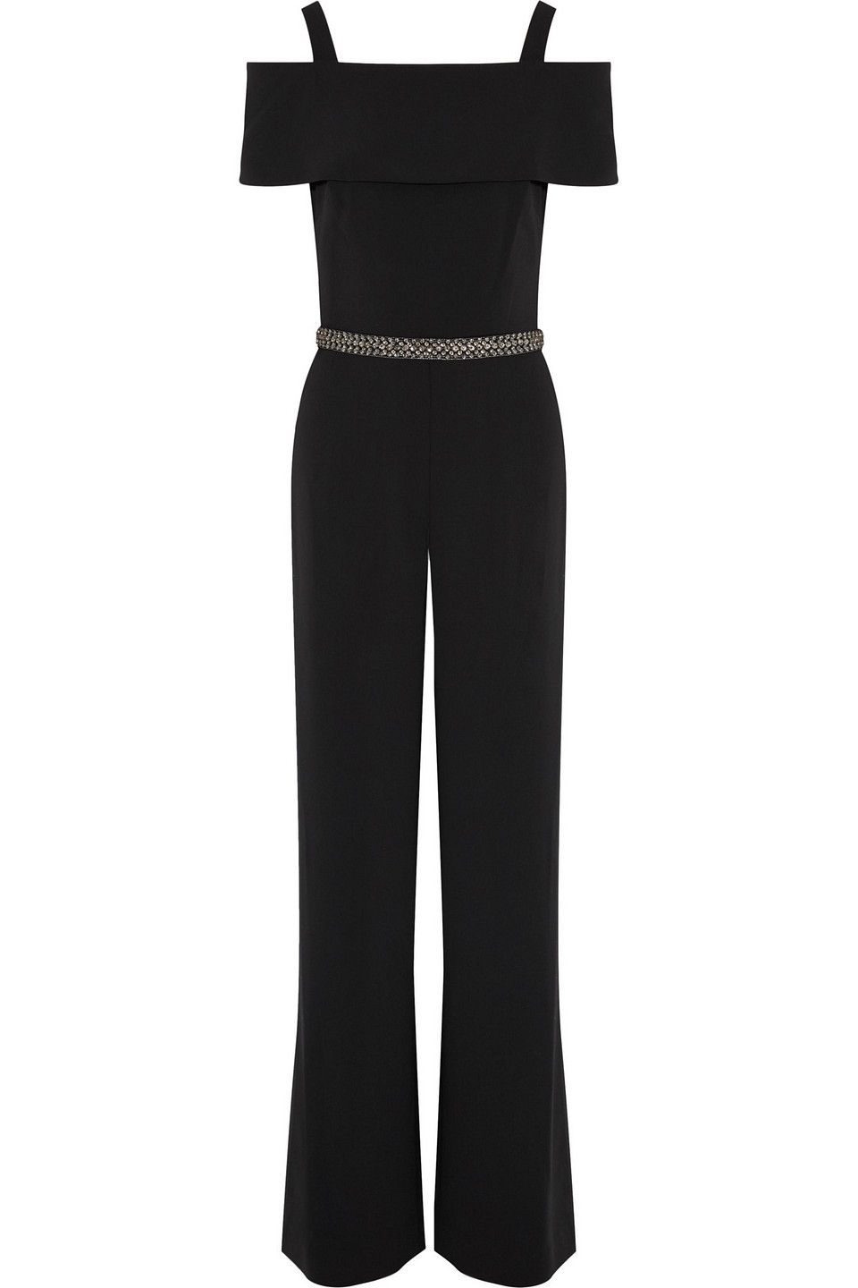 badgley mischka - embellished crepe jumpsuit - black - us 2