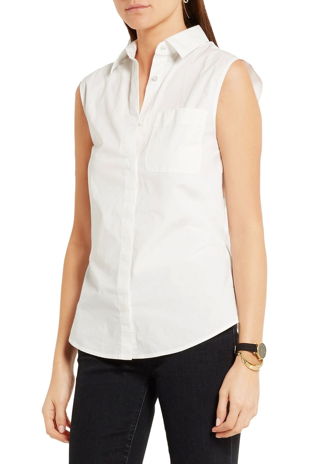 ALEXANDERWANG.T Open-back cotton-blend poplin shirt