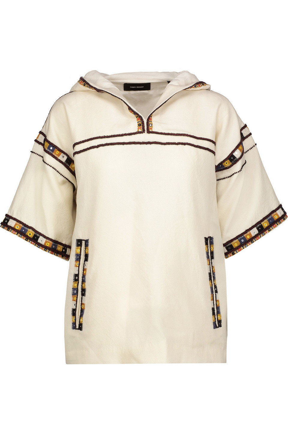 isabel marant - berit embroidered wool hooded top - white - fr 38