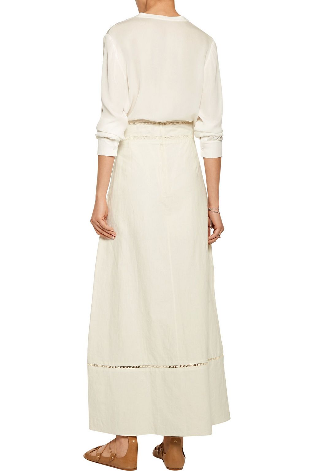ISABEL MARANT Riley pointelle-trimmed linen and cotton-blend maxi skirt