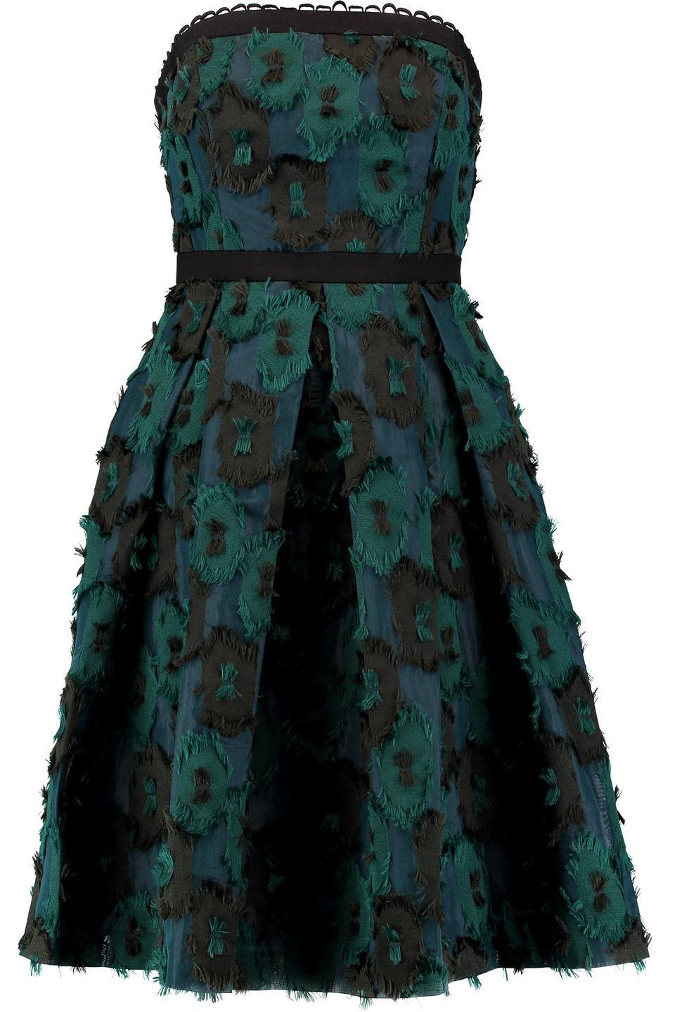 saloni - anina strapless fil coupé chiffon dress - green - uk/au 12
