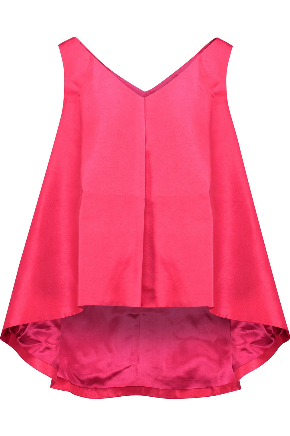 Raspberry asymmetric satin-faille top