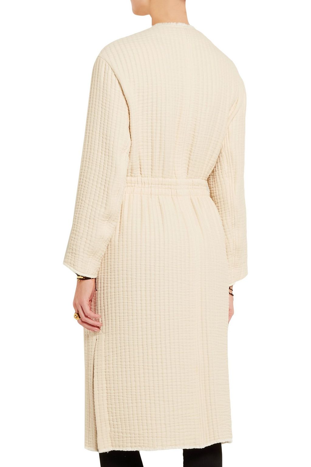 ISABEL MARANT Gabin leather-trimmed cotton-matelassé coat
