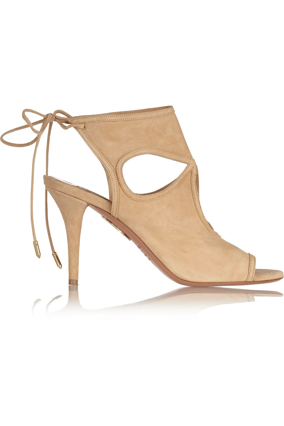 Aquazzura Woman Sexy Thing Cutout Suede Sandals Neutral Size 40
