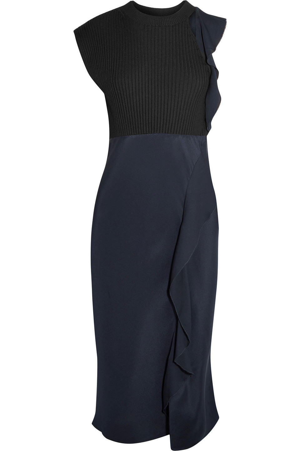3.1 Phillip Lim Ruffled Wool-blend And Silk Midi Dress In Blue