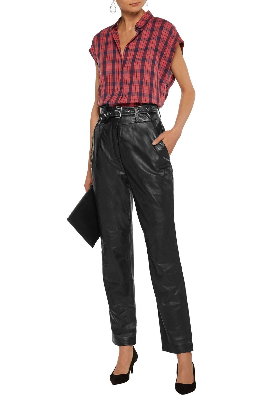 IRO Rifra belted leather straight-leg pants