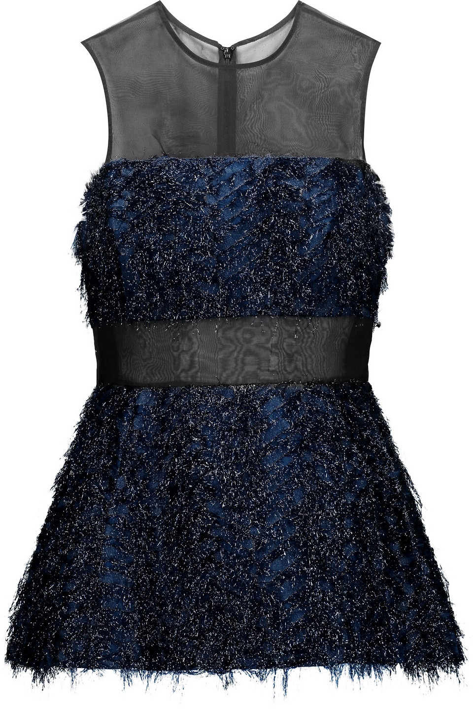 lela rose - organza-paneled fil coupé top - blue - us 2