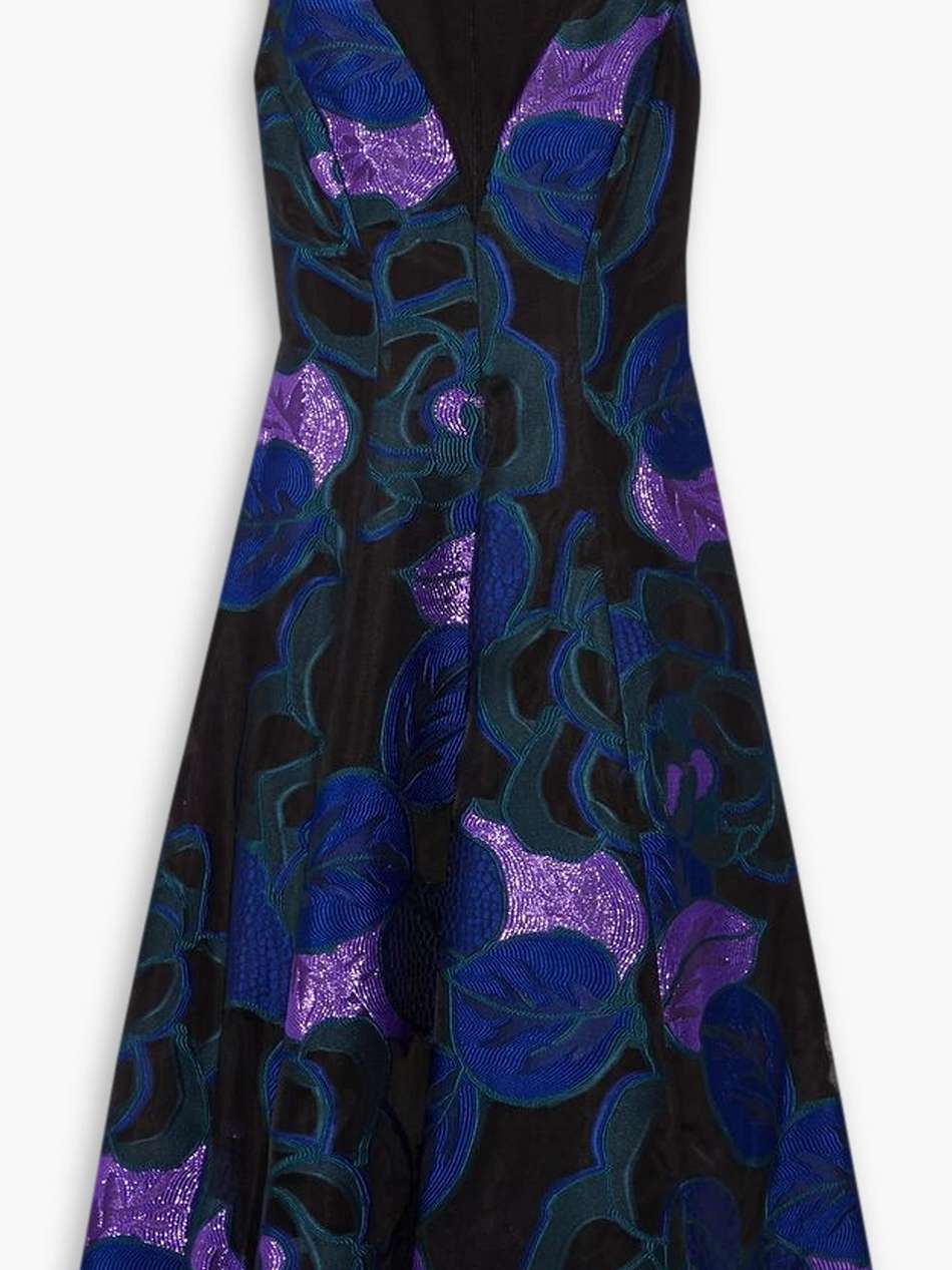 organza-trimmed fil coupé dress